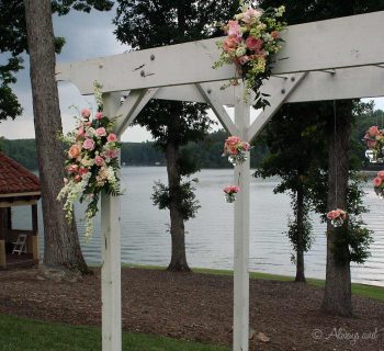 Wedding pergola adornment arrangements