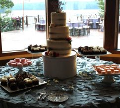 Distressed tiered wedding cake