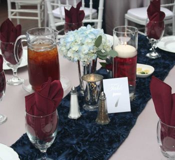 Silver sparkly reception table pieces