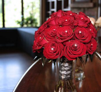 Red rose bouquet with bling