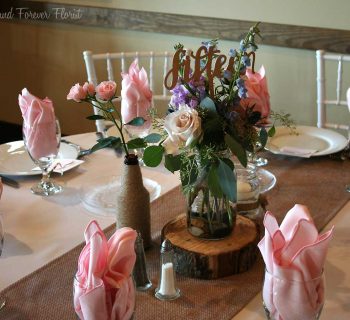 Mason jar reception table centerpieces