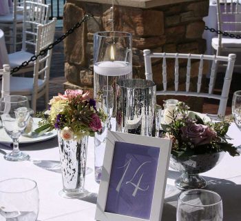 Mercury glass containers at reception