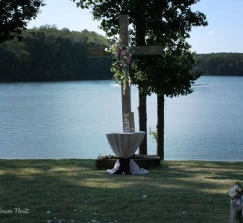 Wedding cross spray arrangement