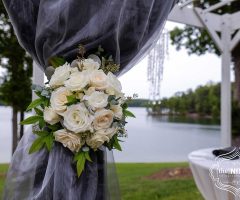 Wedding pergola adorning arrangement