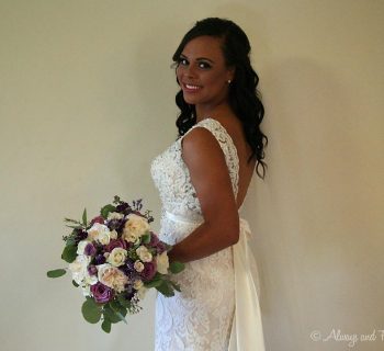 Wedding bouquet complimenting gown