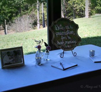 Wedding guest sign in table