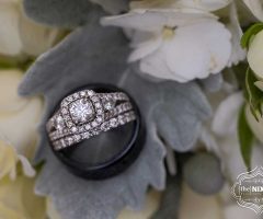 Wedding ring on dusty miller