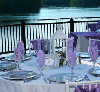 A lavender wedding reception