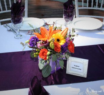Bouquets used for reception table centerpieces