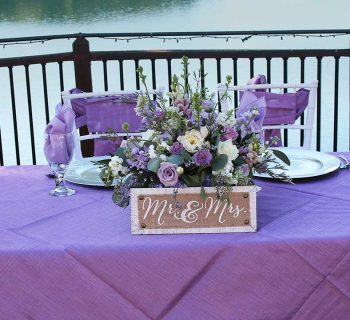 Bride and groom table arrangement