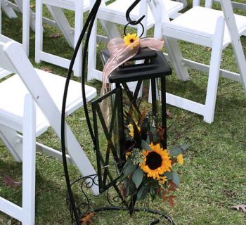 Lantern arrangements reused at reception