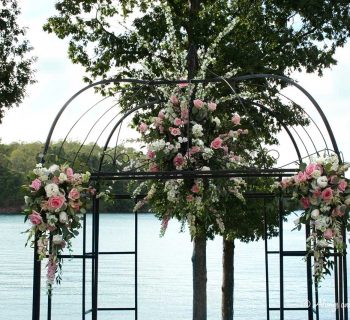 Two corner gazebo spray arrangements