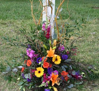 Wedding pergola footer arrangement