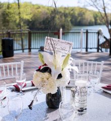 Lillies and hydrangea reception piece